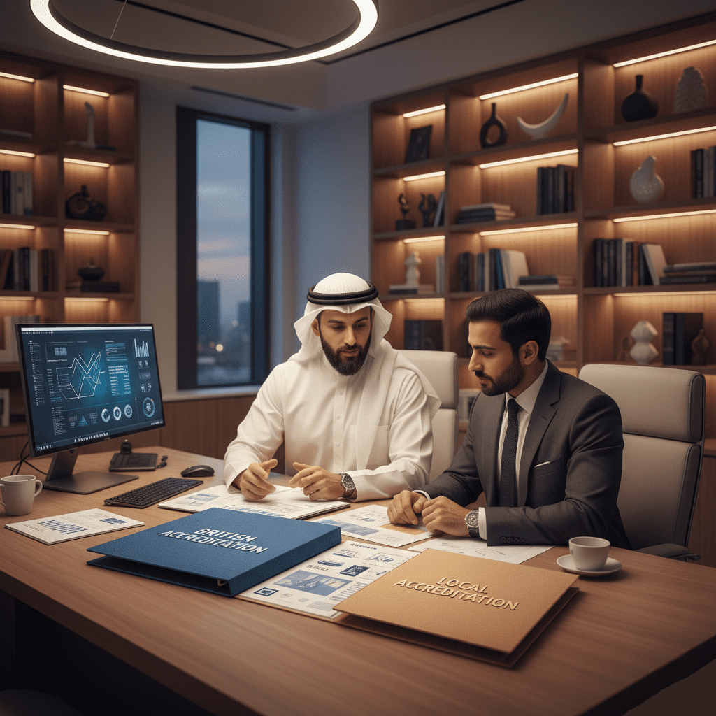  مقارنة بين اعتماد بريطاني واعتماد محلي في التعليم. 